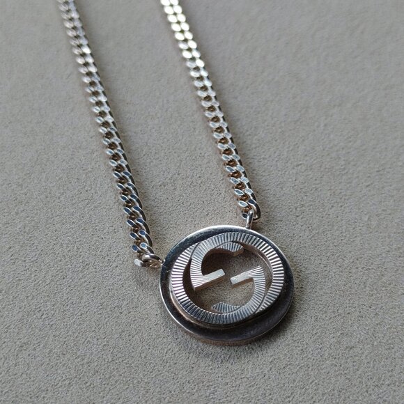Gucci Interlocking G Logo .925 Sterling Silver Necklace - Picture 1 of 11